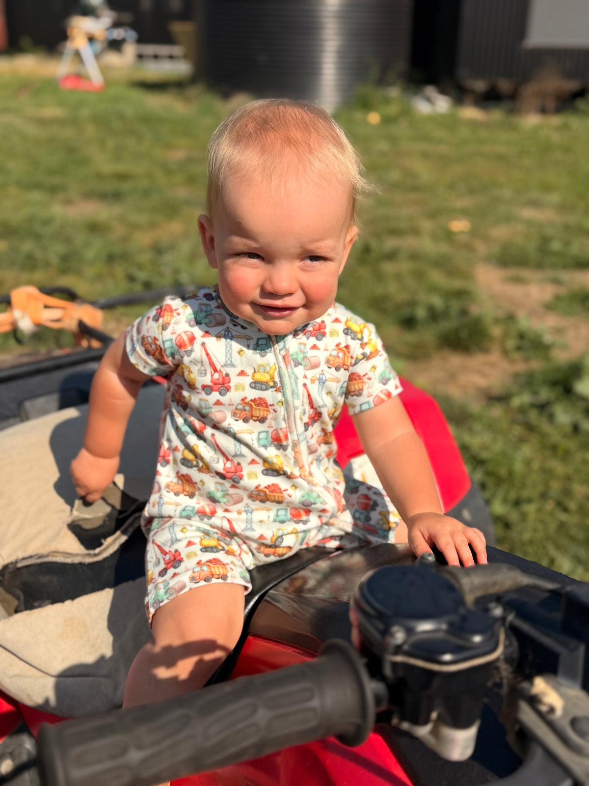 Construction Organic Zip Romper