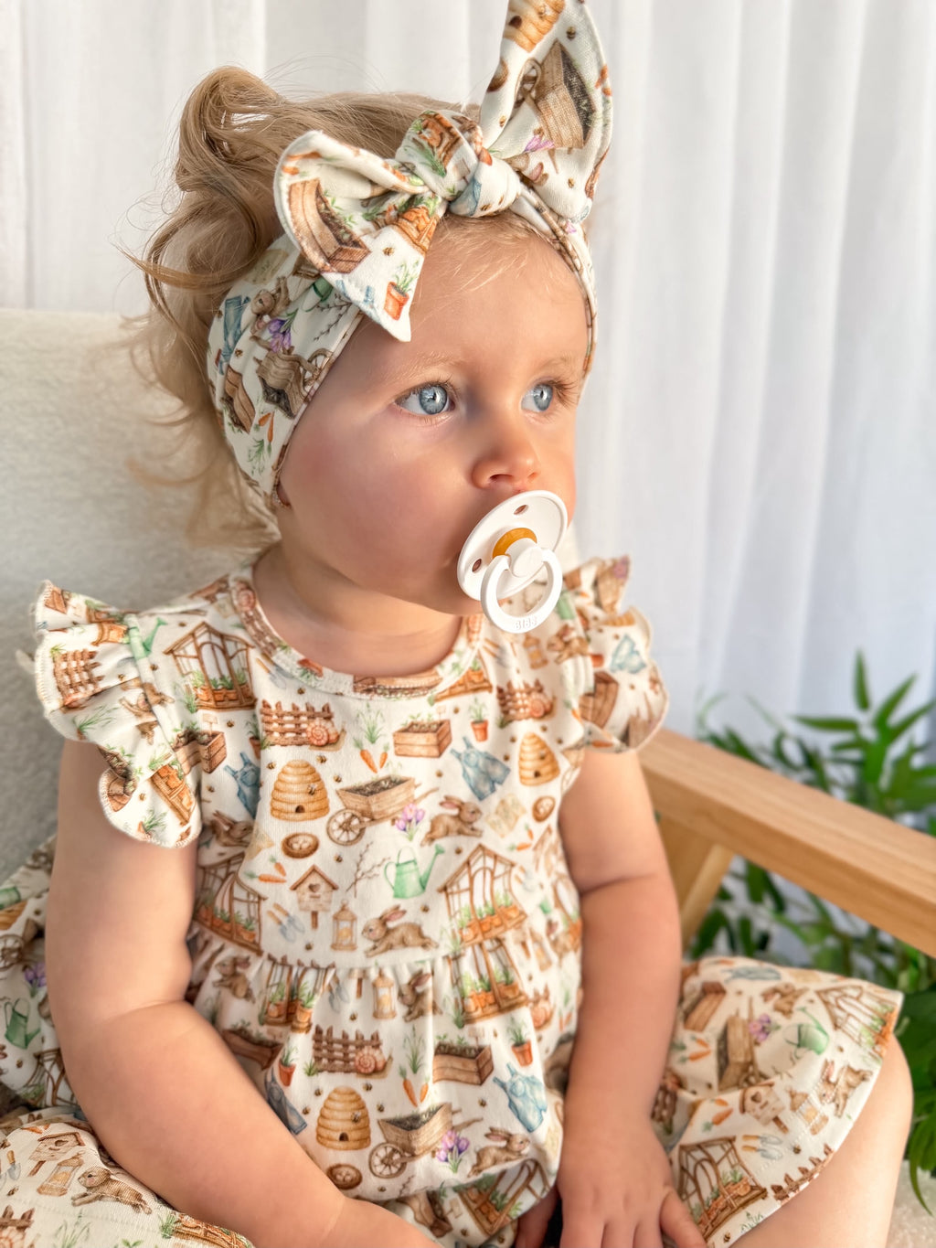 Garden Print Organic Baby Bow