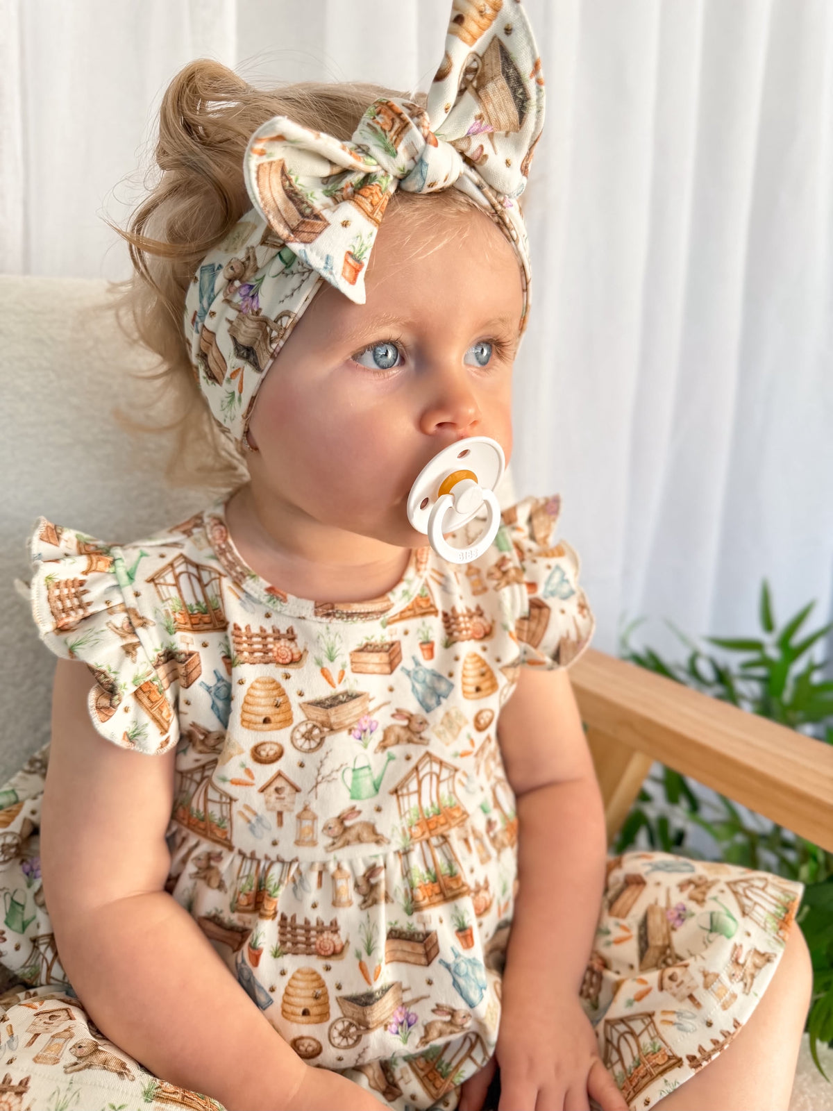 Garden Print Organic Baby Bow