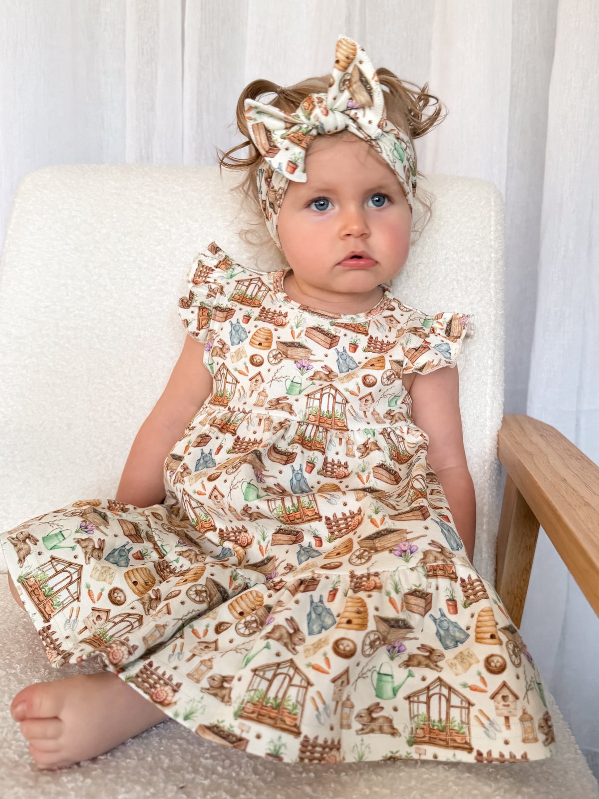 Garden Print Short Sleeve Organic Dress