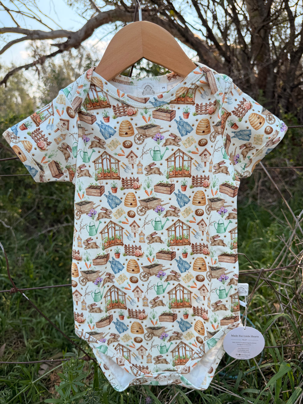 Garden Print Organic Short Sleeve Bodysuit