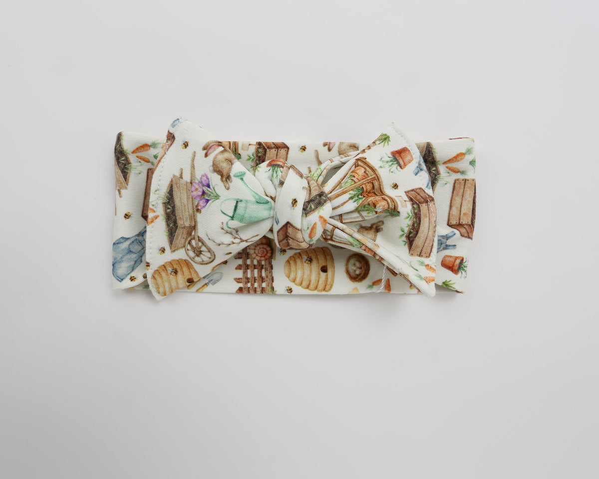 Little Acres Co bow in the garden print